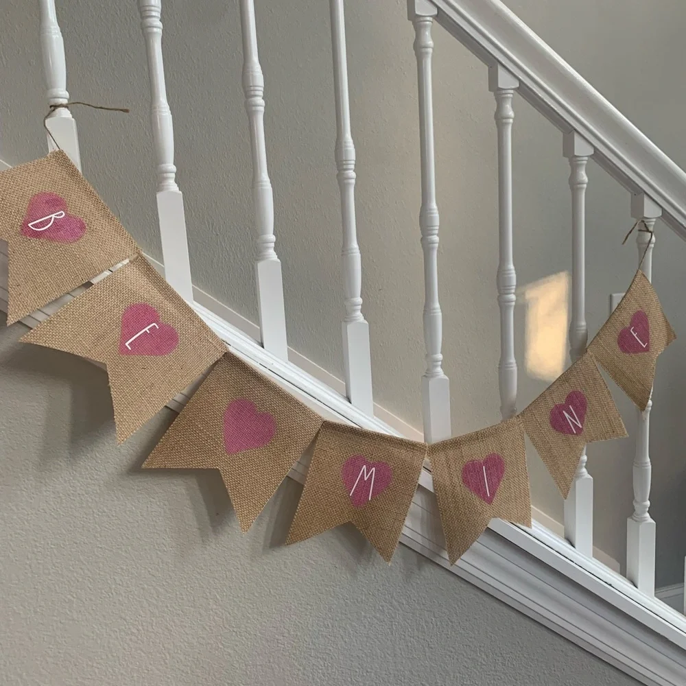 Valentine’s Day/ burlap heart banner / home decor